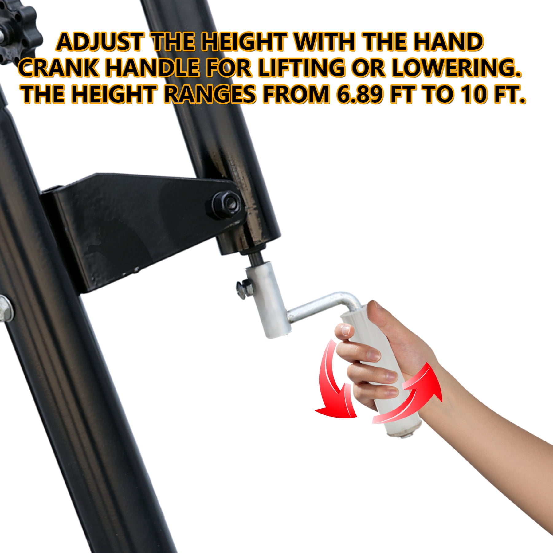 34 inch Portable Basketball Hoop, Adjustable Height 6.89 ft to 10.01 ft, Backboard with Rebound System, Indoor/Outdoor Basketball Goal with Water/Sand Base, Wheels for Easy Move, Black