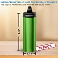 thumbnail image 5 of Metallic 16 Oz Double Wall Tumbler - Flip-Top Lid Mechanism, Spill Proof - Hot or Cold Drinks - Plastic Interior, Aluminum Exterior Slim Design - Green - 10 Pack, 5 of 5
