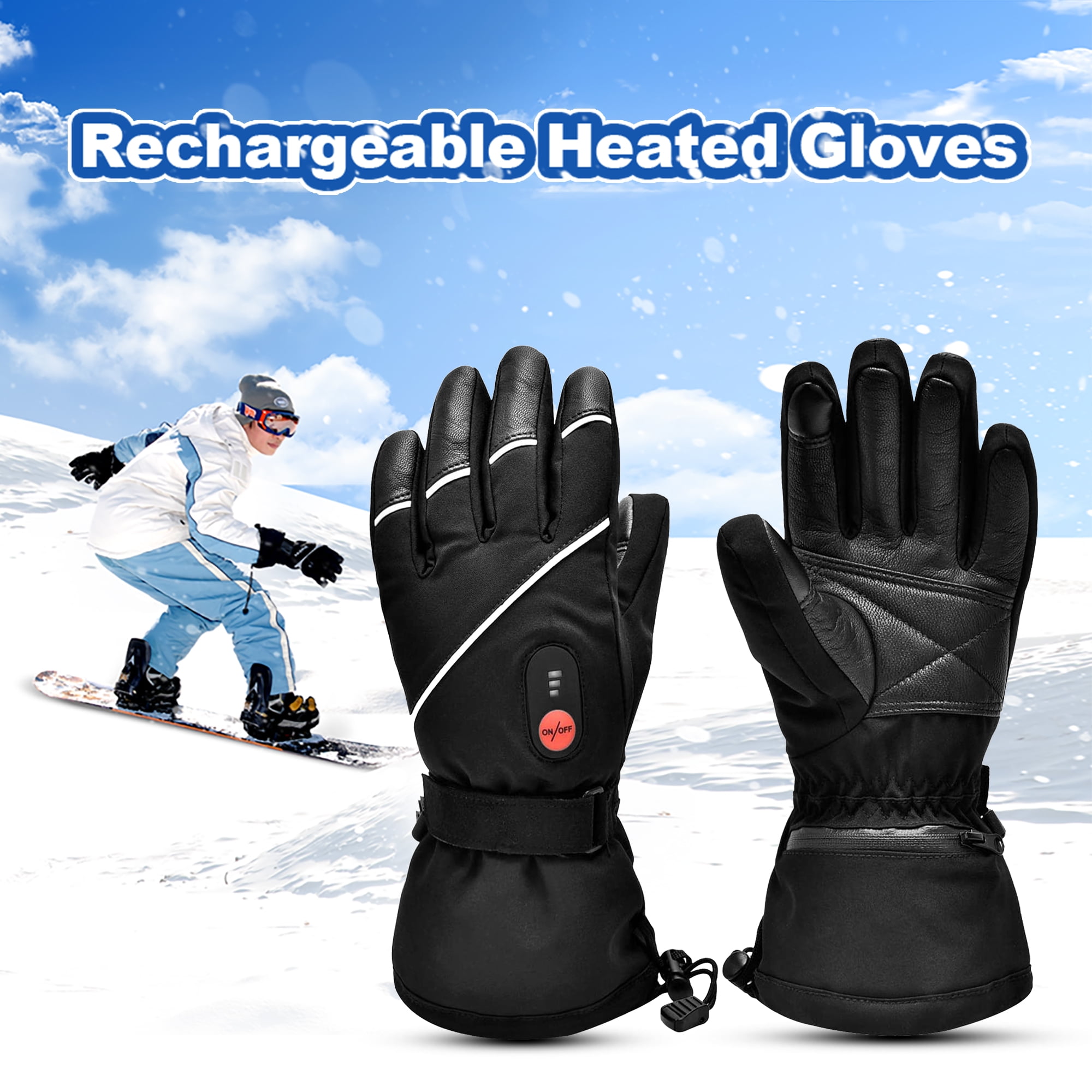 Snow deer Unisex Heated Gloves 7.4V 2200mAh Electric Rechargeable Winter Warm Glove Liners for Arthritis Raynaud Thin Gloves Riding Ski Snowboarding Hiking Cycling Hand Warmers