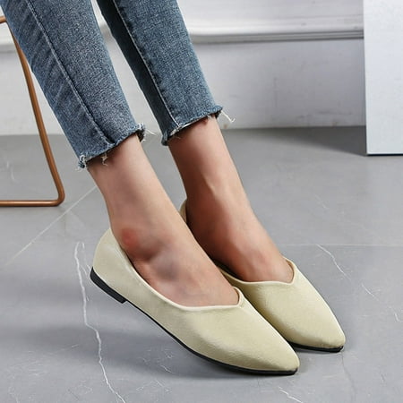 

PhoneSoap Ladies Summer Fashion Large Size Shallow Mouth Lazy Shoes Single Shoes Beige