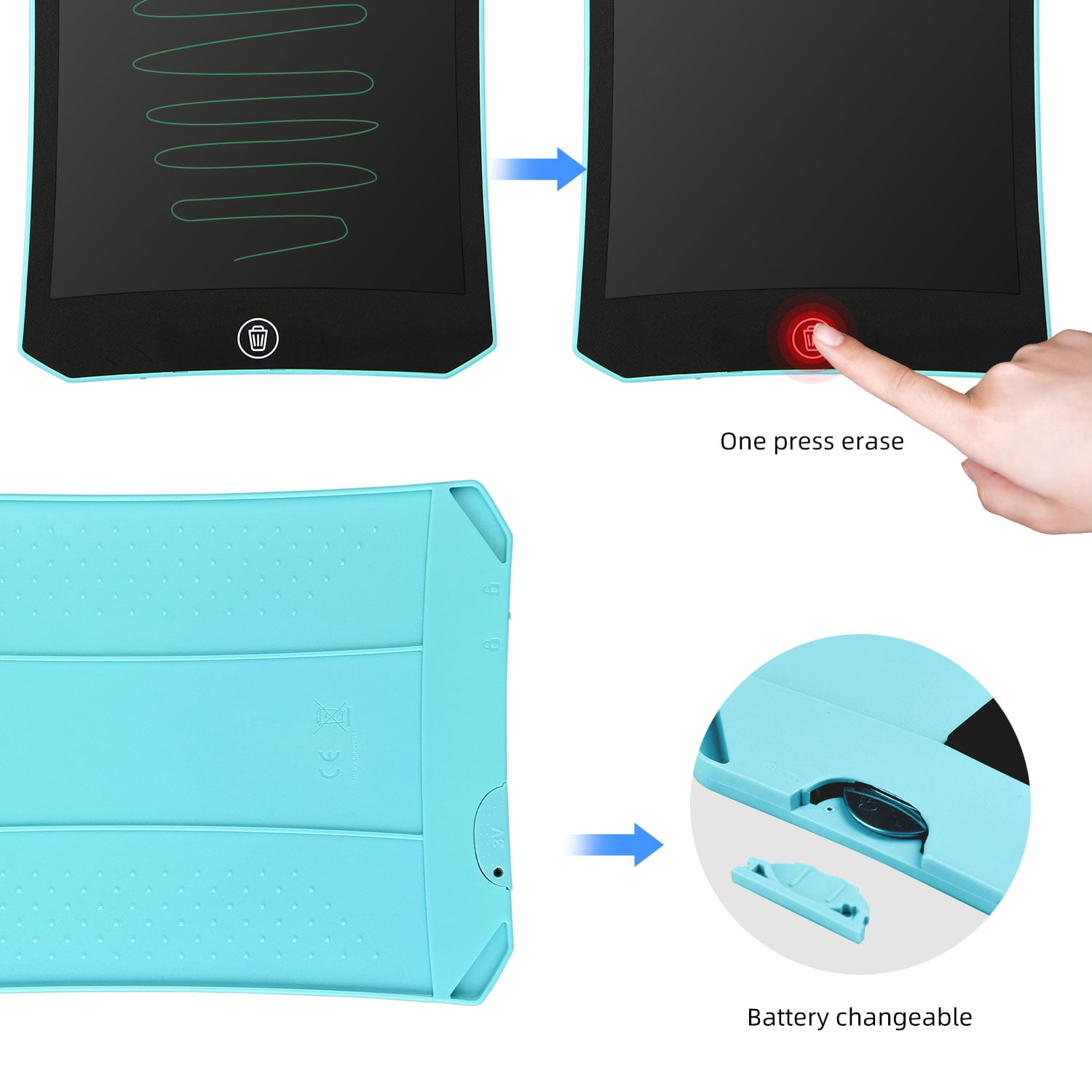Cimetech LCD Writing Tablet, 8.5 inch Reusable Drawing Pad for Kids, Colourful Screen Drawing Tablet Doodle Board w/ Stylus Pen, Toy for 3 4 5 6 7 8 Years Old Kids, Gifts for Kids and Adults, Blue