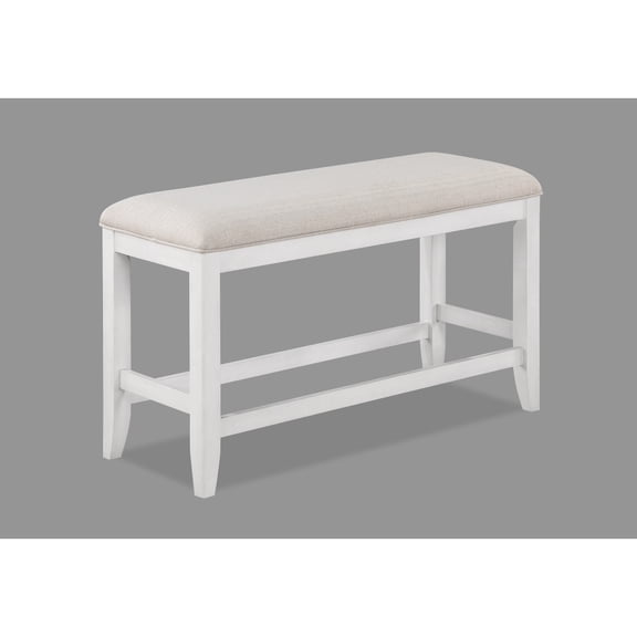 Newboti Furniture 1Pc Transitional White Finish Fabric Upholstered Counter-Height Dining Bench BN.4488