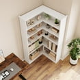 thumbnail image 4 of IDEALHOUSE, Full back panel white, 5 Shelf Bookcase, Corner Display Rack, 2-in-1 Modular Organizer, 90° Angle Space Saver, Open Storage, Books, Toys, Photos, Large Baskets, 4 of 7