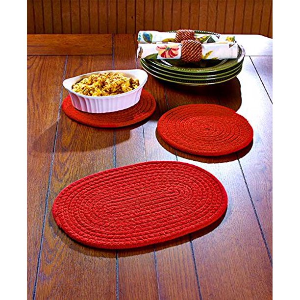 Set of 3 Fabric Trivets (Red)