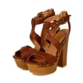 thumbnail image 5 of Qupid BD71 Women Distressed Leatherette Buckle Strappy Open Toe Platform Sandal Heel, 5 of 6
