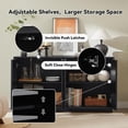 thumbnail image 6 of 59 Inch Sideboard Buffet Cabinet Storage Cabinet Mid Century Modern with Sculpted Doors Adjustable Shelves Accent Credenza for Living Room Kitchen Entryway Hallway Black, 6 of 9