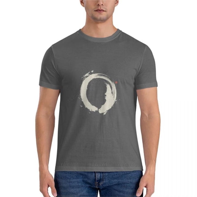 Camiseta de algodón de gran tamaño para hombre camisa clásica de círculo Zen japonés color negro de marca superior de verano