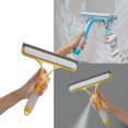 thumbnail image 1 of Car Window Squeegee 3-in-1 Glass Cleaner Spray Wipe Scraper Effortlessly Clean Mirror Screen Bathroom Surfaces Bathroom Cleaning Tool Yellow, 1 of 8