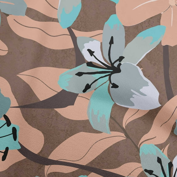 oneOone Rayon Dark Beige Fabric Tropical Lily Floral Sewing Craft Projects Fabric Prints By Yard 56 Inch Wide