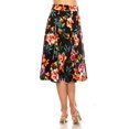thumbnail image 3 of MOA COLLECTION Women's Floral Print A-Line Midi Skirt with Paneled Design and Banded Waist, 3 of 4