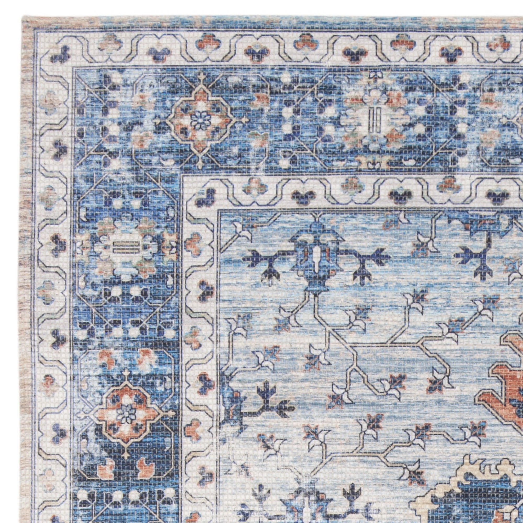 SAFAVIEH Saffron Spots Floral Bordered Area Rug, Blue/Ivory, 5' x 8'