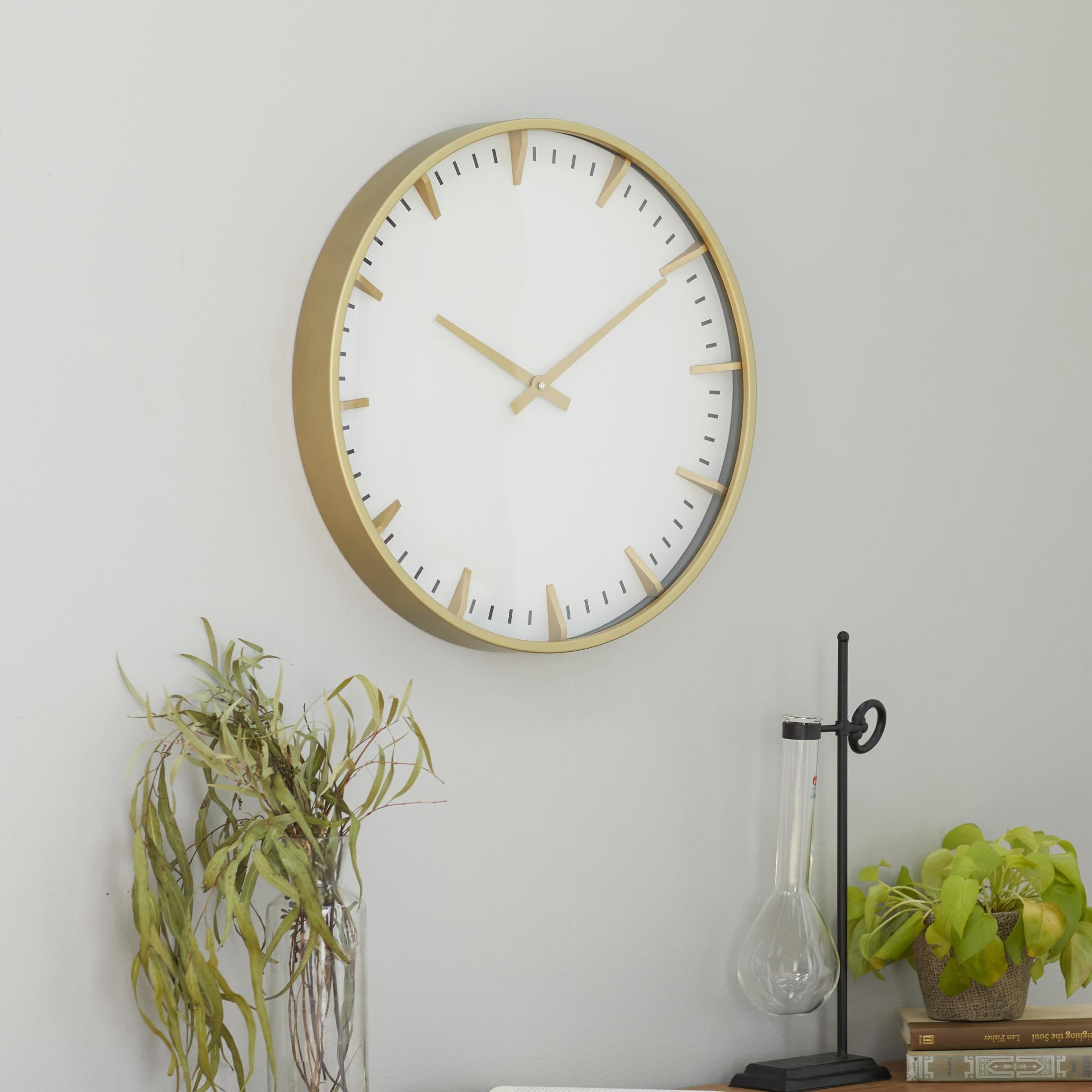 CosmoLiving by Cosmopolitan 20" Gold Glass Wall Clock with White Face