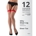 thumbnail image 4 of MeMoi Women's Backseam Thigh High Sheer Stockings - Womens - Female, Q1/Q2, Nude-Red, 4 of 12