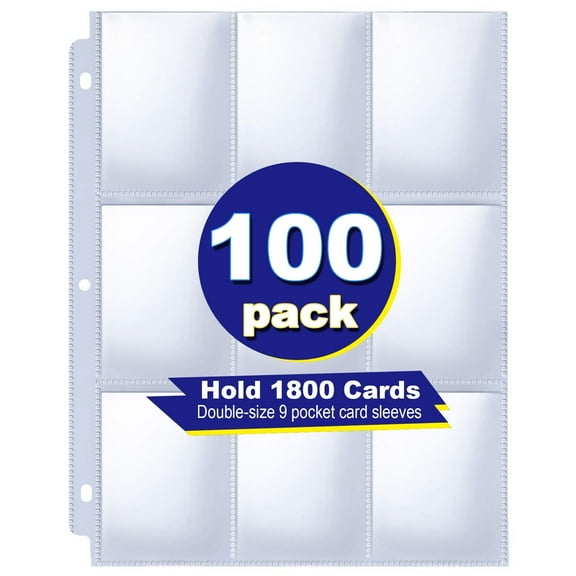 Yeeclot Card Sleeve, Baseball Card Sleeves Binder Sheets, Card Binder Sleeves, 9 Pocket Page Protector, Holds 1800 Cards