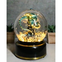 Aqua Blue Dragon On Rock Pillar Musical Air Powered Water Globe With LED Light