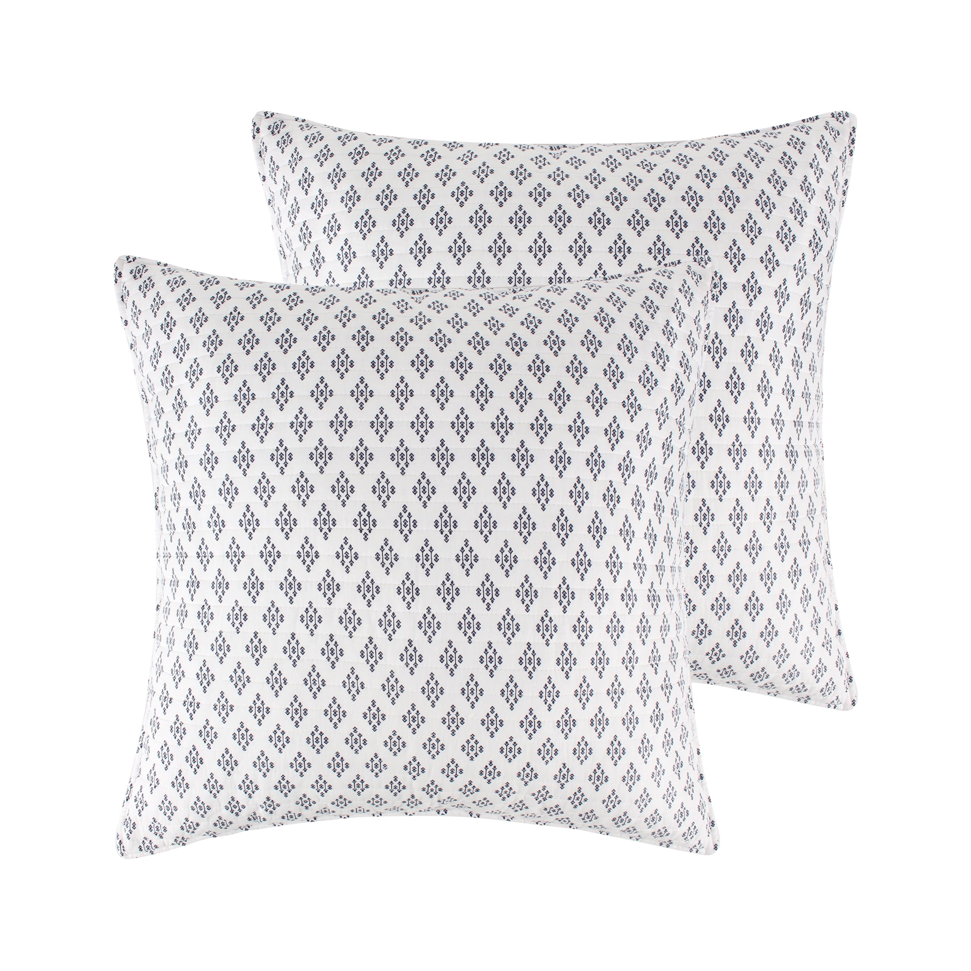 Levtex Home Bellamy Teal Quilt Euro Sham Medallion Icons in Navy