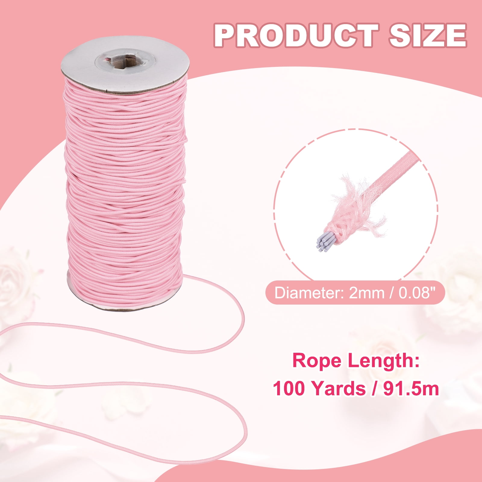 Uxcell Stretchy String for Bracelets, Elastic Crystal Thread Stretch Elastic Beading Cord 2mm & Pink-Fitting For(Bracelets/Sewing/Beading/Necklace/Jewelry Making/Crafts DIY)