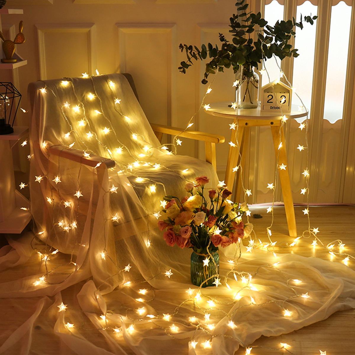 16 4ft LED Star String Lights Battery Operated Twinkle 