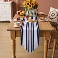 thumbnail image 5 of Table Runners 60 Inches Long, Navy Blue Pink Striped Cotton Linen Kitchen Dining Coffee Table Runner for Party Home Decor, Gradient Horizontal Lines Tabletop Dresser Scarves Runner Decor 13x60 Inch, 5 of 9
