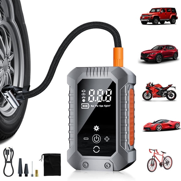 Cordless Tire Inflator Portable Air Compressor - 15000mAh Rechargeable Car Tire Pump with Digital Pressure Gauge, LED Light, Auto Shut Off, Dual Power Source for Car, Motorcycle, Bicycle, Balls