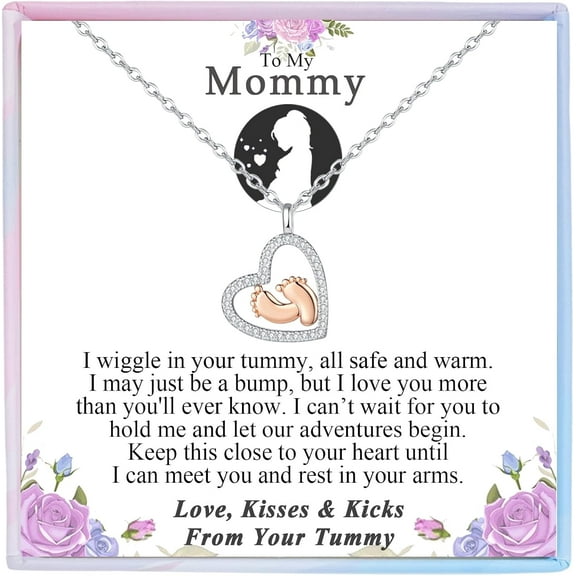 Mom to Be Gifts, First Time New Mom Gifts for Expecting Mommy Little Feet Charm Necklace for Women New Mother Mommy Maternity Presents Shower 1st Mothers Day