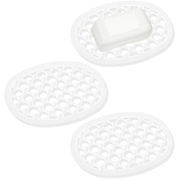 3 Pcs Plastic Soap Holders, Self Draining Soap Dish with Drainage Clear Soap Saver Bar Soap Holder for Shower Kitchen Bathroom Counter (4.8x3.3x0.4 Inch)