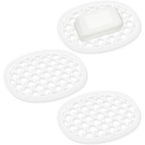 3 Pcs Plastic Soap Holders, Self Draining Soap Dish with Drainage Clear Soap Saver Bar Soap Holder for Shower Kitchen Bathroom Counter (4.8x3.3x0.4 Inch)