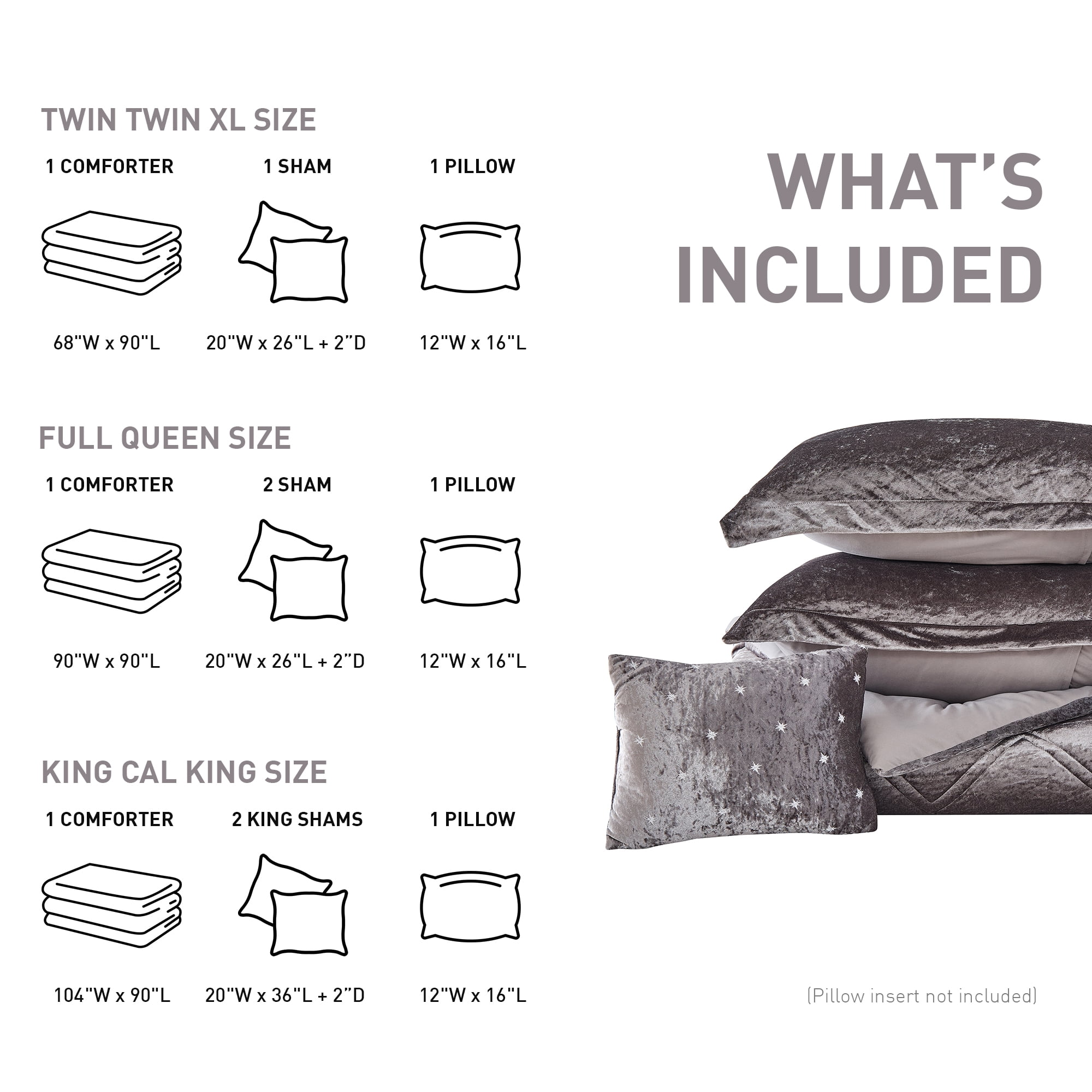 Regency Heights King/Cal King Size Comforter Sets, Velvet Bedding Comforter Set for All Seasons, Grey Bedding Set with Decor Pillow