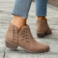 thumbnail image 7 of Woman Boots Round Toe Chunky Heel Hollow Slip-on Low Heel Short Boots Winter Snow Boot Casual Outdoor Dressy Shoes, 7 of 7