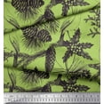 thumbnail image 2 of Soimoi Green Georgette Viscose Fabric Holly Leaves, & American Robin Bird Printed Craft Fabric by The Yard 42 Inch Wide, 2 of 3