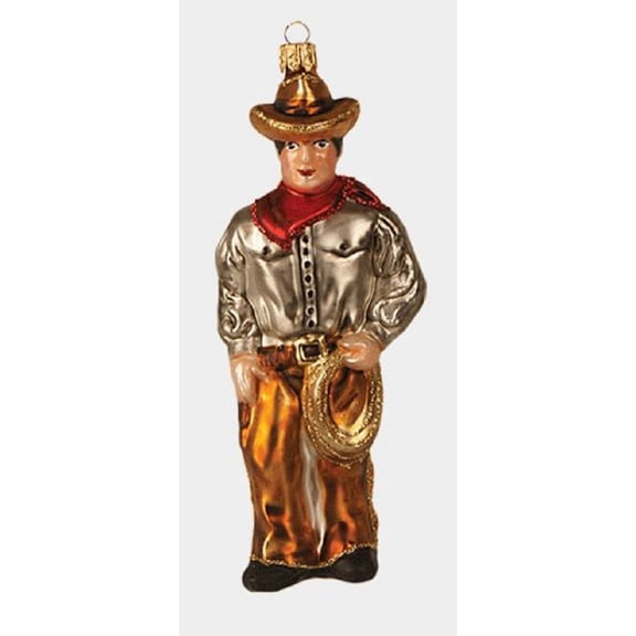 Western Cowboy with Lasso Polish Glass Christmas Tree Ornament Decoration