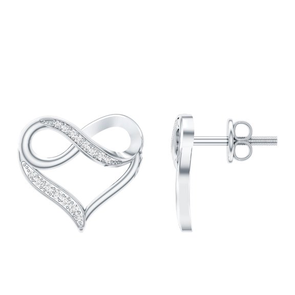Rosec Jewels Heart Shaped Diamond Earrings - Lab Created Diamond Studs with Screw Back (EF-VS Grade), 925 Sterling Silver