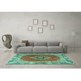 thumbnail image 3 of Ahgly Company Indoor Square Medallion Turquoise Blue Traditional Area Rugs, 7' Square, 3 of 4