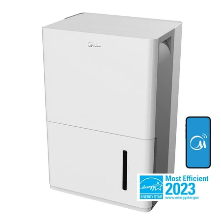 Midea 35-Pint Smart Dehumidifier - Very Damp Rooms, Energy Star, White, MAD35S1WWT