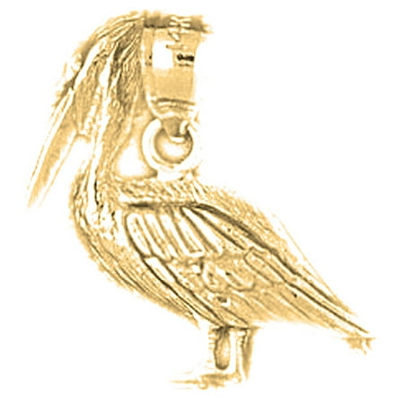 18K Yellow Gold Pelican Pendant - 24 mm