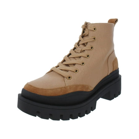 

Vionic Womens Mellie Canvas Suede Trim Combat & Lace-up Boots