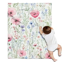 Pioneer Flower Blanket,Comfortable Soft Flannel Throw Blanket,All Season,Warm Lightweight Blankets for Sofa Bed Couch Living Room Chair,30"x40"(80x100cm)