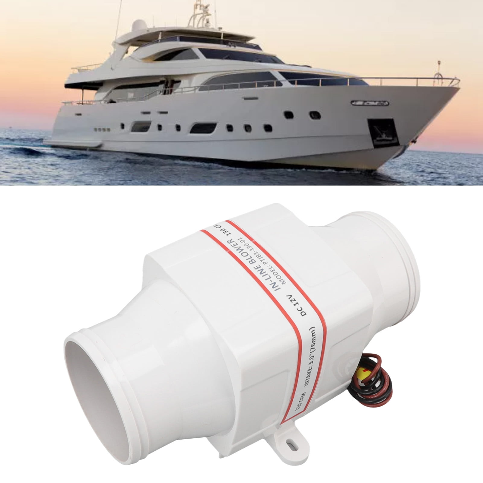 12V Boat Bilge Blower Fan, Line Bilge Air Blower For Inline Duct Fan