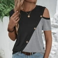 thumbnail image 5 of SELONE Cold Shoulder Tops for Women Summer Short Sleeve Tops Blouses Regular Fit T Shirts Pullover Tees Tops Abstract Print T-Shirts Crew Neck Tops Casual Blouses Button Up Button Down T Shirts Gray M, 5 of 8