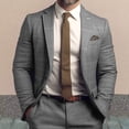 thumbnail image 4 of Joernso Men Suit Coat Formal Business Style Slim Fit Plaid Print Long Sleeve Single Button Closure Mid Length Straight Cardigan Work Office Coat, 4 of 7