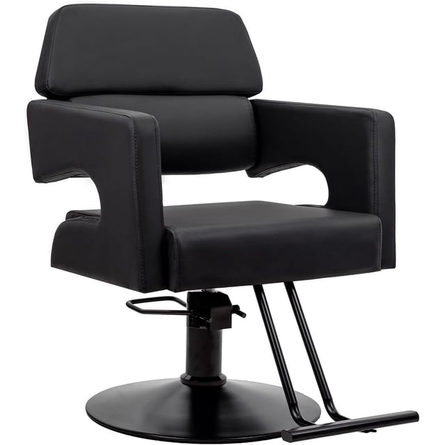 Silla de Barberia Sillon para Estetica Cómodo Reclinable Giratorio Hidraulico, Silla Barbero Peluquería Estilista Estética Barber (Negro)