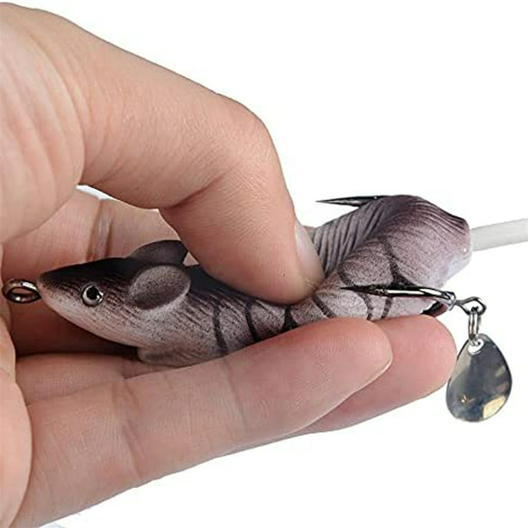5PCS Topwater Mouse Lure Bass Trout Fishing Lures. Tackle Box for