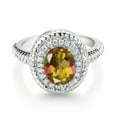 thumbnail image 2 of Gem Stone King 2.26 Ct Oval Mango Mystic Topaz 925 Sterling Silver Halo Engagement Ring (Size 8), 2 of 3