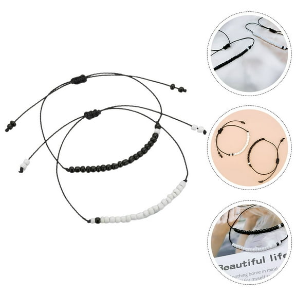 TEHAUX Women’s White Beaded Bracelet Set of 2 Stylish Fashion Jewelry Accessories