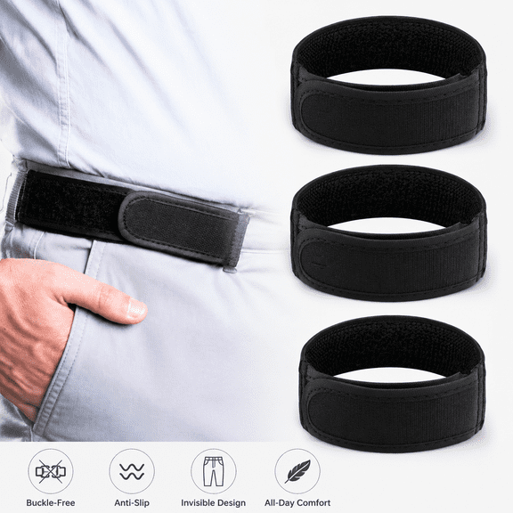 Invisible Buckle Free Fastener Tape Elastic Lazy Belt, Anti-Slip No Show Stretch Waistband, Adjustable Hidden Elastic Band Unisex Comfort Jeans Belt for Pants & Trousers