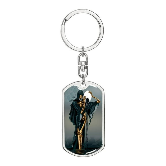 Tarot Card The Dark Aquarius Keychain Dog Tag Stainless Steel or 18k Gold