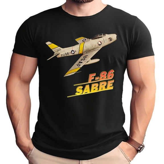 F-86 Sabre In The Clouds Black Adult Shirt-Small