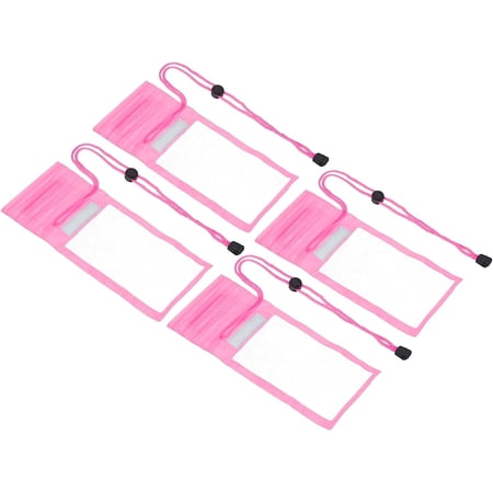 Waterproof Phone Pouch, 4 Pack Universal Lanyard Cellphone Dry Bag Clear Protection Cover Bag for Beach Swimming Pool, Pink