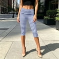 thumbnail image 3 of LIaqionyy Women Capri Pants Low Rise Lightweight Cropped Leggings Knee Length Striped Yoga Pant Workout Bottom, 3 of 7