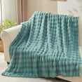 thumbnail image 6 of Queen Blanket for Couch Light Teal Super Soft Flannel Fleece 3D Bubble Lightweight Bed Blanket All Season Use (Light Teal, Queen(90"x90")), 6 of 9
